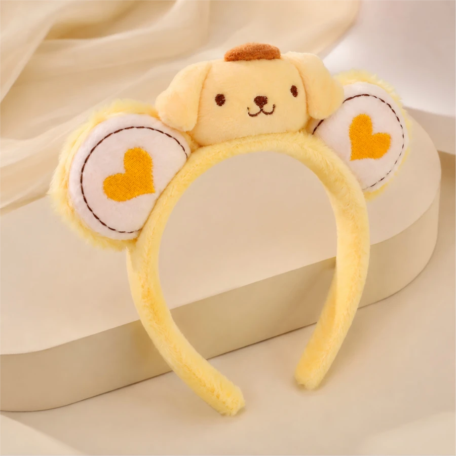MINISO 三麗鷗 Pompompurin 1入 黃色絨毛 SPA 髮帶 可愛柔軟洗臉化妝髮圈 護膚美容日常用 - 黃色 - 查看 1