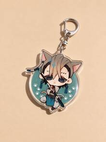 1/5pcs GACHIAKUTA Anime Character Acrylic Keychain, Cat Zanka Nijiku/Rudo/Enjin/Riyo/Jabber Japanese Text Bag Charm, Cute Keychain Accessory - Style B - View 11