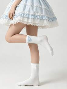 1/5 Pairs Summer Thin Minimalist 3D Wing Design Mid-Calf Socks - Multicolor - View 3