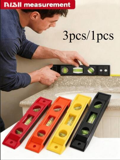 3pcs/1pc, High Precision Strong Magnetic Mini Thickened Spirit Level, Professional Woodworking Use, Accurate Leveling, Compact Design, Durable Structure, Reliable Accuracy, Lightweight And Portable, Sturdy Material, Magnetic Spirit Level, Ideal Choice For DIY Enthusiasts.