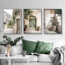 3pcs Boho Style Wall Decor Set, Green Majorca Style Door Hanging Poster, Olive Tree & Floral Plant Theme Wall Art, Minimalist Home Decor For Living Room, Bedroom, Bathroom, Kitchen, Office, Canvas Material (Frame Optional) - Multicolor - View 12