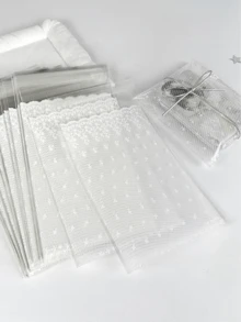 100/200/300/400個白色蕾絲網格自黏式珠寶禮品袋，適用於生日、婚禮新娘禮品袋、派對伴手禮、珠寶收納 - 包裝袋 - 查看 4