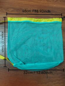 1PC Large Capacity Drawstring Mesh Beach Bag Sand Proof Breathable For Shells Clothes Towel Portable Crossbody For Swimming Vacation Outdoor Travel Storage - Drawstring Style - View 6