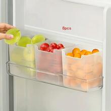 3/6/8/10pcs Transparent Refrigerator Storage Bins With Easy-Grip Handles, Space-Saving Kitchen Organizer Modern Food Sorting Boxes, Suitable For Refrigerator Door And Countertop, Food Contact - White - View 12