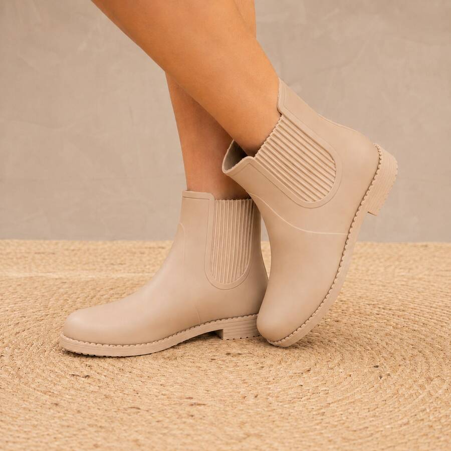 Women's Beige Mid-Top Boots/Rain Boots - 米色 - 查看 1