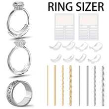 2/8/18pcs Transparent Ring Size Adjuster Set, Translucent Ring Anti-Slip Pads, Silicone Ring Cushion Set, Gold/Transparent Wrap Wire, Adjustable Ring Sizer Inserts, For Adjusting Loose Rings, Trimmable, Unisex - Multicolor - View 10