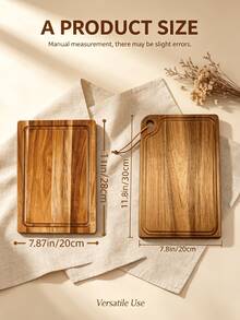 2PCS Wooden Cutting Board, Solid Wood Cutting Board, Pizza Steak Cutting Board, Cutting Board, Bread Board, Solid Wood Chopping Board, Wooden Serving Platter, Suitable For Pizza, Bread, Cheese, Fruit, Vegetables, Suitable For Home Kitchen And Restaurant. Ideal For Cutting Meat, Bread And Fruit, Holiday Gift - View 8