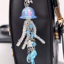 Jellyfish Keychain - Colorful Beaded Keychains. Delicate Jellyfish Keychain. - Blue - View 2