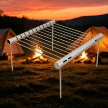 1 Set Portable Outdoor Stainless Steel Collapsible BBQ Grill, Lightweight Cooking Tool For Camping, Picnic, Hiking, Easily Unlock Open Fire Cooking Experience. Heat Resistant, Rust Resistant, Stable Load-Bearing, Can Directly Place Pots Or Ingredients, Compatible With Open Fire And Charcoal. - Multicolor - View 4