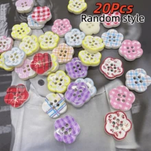 10Pcs/18Pcs/20Pcs/25Pcs/30Pcs/42Pcs/50Pcs/66Pcs Cute Apple, Heart, Circle, Plum Blossom Buttons, Colorful Plaid, Retro Korean Style Handmade Decorative Sewing Buttons, Random Colors & Styles - Multicolor - View 23