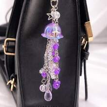 Jellyfish Keychain - Colorful Beaded Keychains. Delicate Jellyfish Keychain. - Purple - View 4