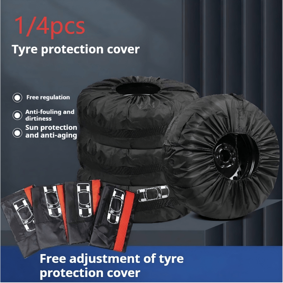 1/4pcs Universal Tire Cover, Full Coverage Wheel Hub Protector, Oxford Cloth Dustproof Waterproof Storage Bag, Spare Tire Cover, Car Tire Accessories, Compatible With 13-23 Inch Tires