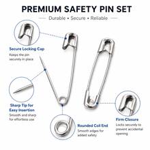 Silver Stainless Steel Safety Pins, 4 Size Options, Multi-Purpose Clothing Fixing Pins For Sewing DIY Craft - Silver - View 4