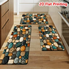 1/2/3pcs Pebble Pattern 2D Flat Print Kitchen Rug, Non-Slip Carpet Suitable For Kitchen, Bathroom, Hallway, Entryway, Dining Room And Other Home Decor Areas - Apricot - View 14
