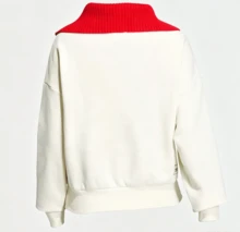 Adidas Sudadera con media cremallera y cuello para mujer, primavera/otoño - Beis - Ver 6