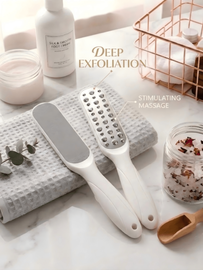 Dũa chân hai mặt chuyên nghiệp 23cm/9.06" – dụng cụ tẩy chai chân bằng thép không gỉ cho bàn chân mịn màng chuẩn salon, bàn chải tẩy tế bào chết bền bỉ cho spa tại nhà