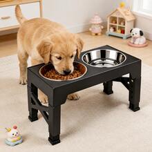 Adjustable Raised Pet Bowl, Stainless Steel Dog/Cat Food Water Feeder With Neck Protection - 1L - View 5