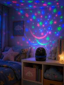 1pc [Starry Sky Projection Light] Multi-Color Moon And Star Projection Light, Rotating Light Effect Suitable For Living Room, Bedroom, Party And Room Decoration - Multicolor - View 10