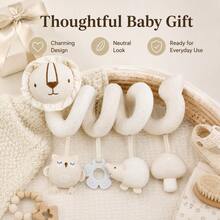 1pc Baby Soothing Soft Fabric Hanging Toy Spiral Pendant, Can Be Hung In Baby Room And Stroller, Suitable For Newborn Gift, Full Moon Gift, Birthday Gift - Beige Lion - View 4