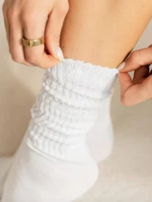 1/2/3/4 Pairs Crew Socks For Women Multipairs Cushioned Athletic Socks Retro Slouch Socks Mid Calf Rib Tube Socks - White - View 2