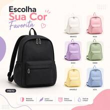 Mochila universitária estilo INS: Simples e versátil, mochila estudantil de grande capacidade, mochila de viagem para laptop em cor sólida(Cor aleatória) - Retângulo - Visão 1