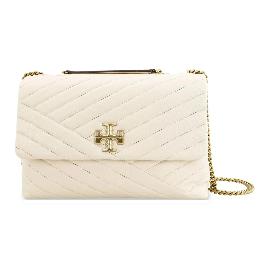 TORY BURCH Kira Reversible Shoulder Bag, Herringbone Quilted Leather With Chain Shoulder Strap, L Ambskin, Medium Size, Women's, Cream White - 90446-122 - View 1