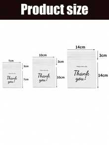 1000個/100個/1個，多種尺寸，半透明，「Happy Every Day」印花，感謝信袋，珠寶項鍊耳環小物品收納袋，自黏封口袋，防塵、耐磨、抗氧化OPP包裝袋，適用於日常、派對和居家使用 - 白色 - 查看 6