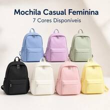 Mochila universitária estilo INS: Simples e versátil, mochila estudantil de grande capacidade, mochila de viagem para laptop em cor sólida(Cor aleatória) - Retângulo - Visão 7