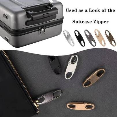 5 piezas Hebillas de bloqueo de cremallera antirrobo, Repuestos esenciales para el hogar de cabezales de cremallera, Kit de reparación de cabezales de cremallera esencial para viajes al aire libre, Accesorios de costura y manualidades DIY esenciales para el hogar, Reparador de deslizador de cremallera