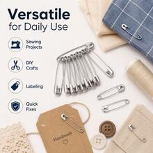 Silver Stainless Steel Safety Pins, 4 Size Options, Multi-Purpose Clothing Fixing Pins For Sewing DIY Craft - Silver - View 6