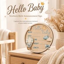 Hello World Wooden Baby Birth Announcement Sign, Suitable For Hospital, Name Date Time Weight Length Board, Baby Room Photo Prop - Multicolor - View 3