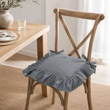 1pc "Lotus Breeze . Washed Wrinkled Seat Cushion" Pure Rice White, Four-Corner Tie Bows + Ruffle Edge Double-Layer Hemming, Double-Layer Stitching Technology, Suitable For Home Daily Use, Holiday Decoration, Outdoor Decoration, Wedding Banquet And More Best Choice (Filling Not Included) - Light Grey - View 14
