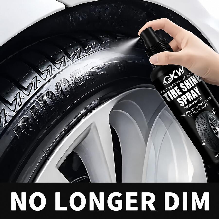 GKW Tire Gloss Spray - Long-Lasting Shiny Black Gloss, UV Resistant And Weatherproof, Instant Brightening And Renewal Effect, Formula Suitable For All Vehicles - Suitable For Car, Truck, Motorcycle, SUV, Bicycle Tire And Wheel Maintenance Spray - Repair And Protect Tires, Easy-To-Use Nozzle Suitable For Professional And DIY Use, Vehicle Grooming, Glossy Effect, Protective Coating, Professional Car Detailer Use - 100ml - View 1