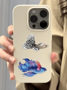 50pcs Guppy Stickers, Transparent PET Waterproof Adhesive Fish Decals For Scrapbook Phone Laptop Water Bottles. - Multicolor - View 6