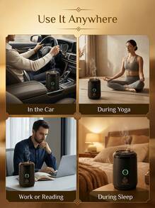FIYIBAN Portable USB Solid Oud Essential Oil Aromatherapy Diffuser, Car & Home Dual Use, Fast Heating, Long-Lasting Fragrance, Aromatherapy Nebulizer, Suitable As Gift - Black - View 6