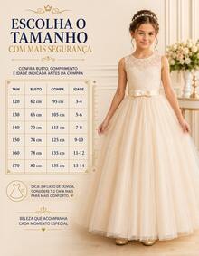 Children's Youth Long Party Dress Girl Flower Girl Bridesmaid Wedding Flower Girl Debutante Princess Miss - 3 To 16 Years - Premium Luxury - 米色 - 查看 2