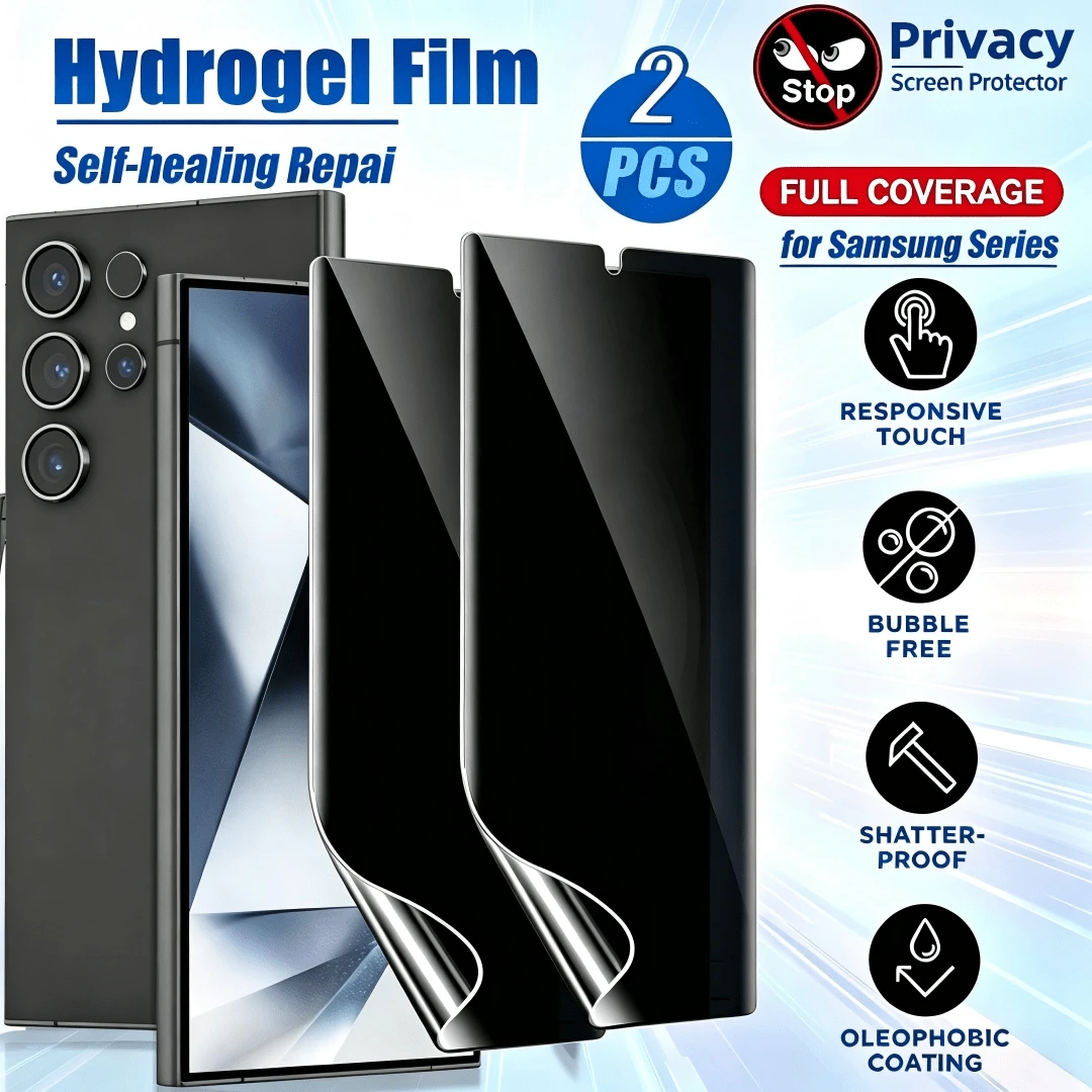 XINHONGYU 2片裝隱私全覆蓋柔軟水凝膠螢幕保護貼,適用於 Galaxy S25/ S25 Plus/ S25 Ultra/ Galaxy S24 Ultra/ S23/ S22/ S21/ S20 Ultra,適用於 S22plus/S22utral/S23plus/S24plus,隱私水凝膠螢幕保護貼(非鋼化玻璃) - 黑色 - 查看 1