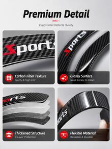 4pcs/Set Drip Glue Carbon Fiber Pattern PVC Material Car Wheel Arch Anti-Collision Strips, Carbon Fiber Appearance Fender Decorative Guard Strips, Universal Scratch-Resistant Body Protection, Car Exterior Accessories - A - View 10