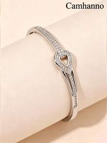 1 pieza Pulsera minimalista de oro con circonita, joyería de moda para mujer, regalo de vacaciones - Plateado - Ver 5
