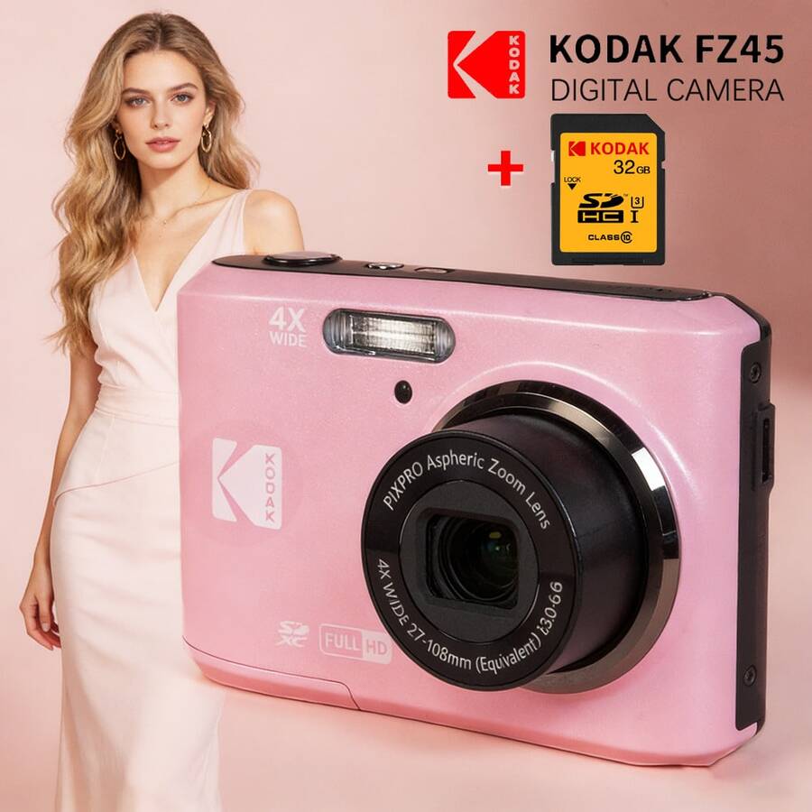 Kodak PIXPRO FZ45 數位相機,附 32GB 記憶卡,4 倍光學變焦,一鍵錄影,人臉偵測,適合初學者與預算有限的購物者 - 查看 1