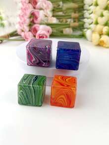 Fluid Pattern Ice Cube Square Squeeze Toy, Soft Touch, Can Be Squeezed And Deformed Freely, Great Choice For Stress Relief And Mood Improvement, Party Gift|Birthday Gift|Holiday Gift - 彩色 - 查看 7