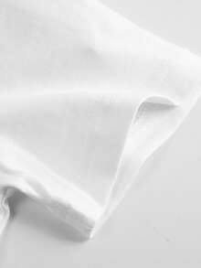 Camiseta Hombre Verano: Cuello Redondo Manga Corta Estampado Sencillo, Cómoda Transpirable, Ideal para Trabajo y Uso Diario, - Blanco - Ver 6