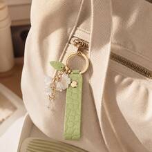 Bell Flower Wristband Keychain, Floral Bag Charm, Suitable For Young Women, Female Students And Back To School Decoration Gift - Green - View 4