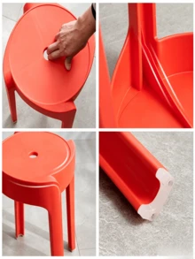 5 piezas de taburetes redondos de plástico grueso multicolor, apilables para almacenamiento, taburetes altos duraderos y antideslizantes para mesas de comedor del hogar, entrada para cambiar zapatos y uso en el baño. - Multicolor - Ver 8