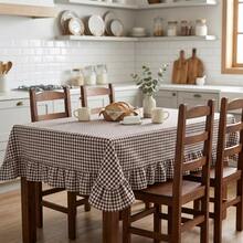 Checkered Tablecloth With Ruffle - Premium Table Setting Decoration - 紅色的 - 查看 5