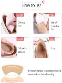 4 piezas Almohadillas protectoras de talón engrosadas, Negro & Nude, Agarraderas de talón antideslizantes unisex, Almohadillas de reducción de tamaño para zapatos grandes, Cojines de talón amortiguadores, Previenen ampollas, rozaduras y dolor de pies, Accesorios de cuidado de pies para tacones altos & zapatos deportivos grandes - Multicolor - Ver 2