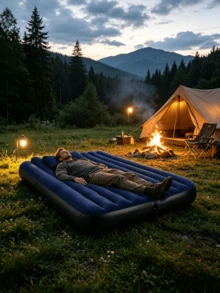 1pc Multi-Size Household Inflatable Mat, Flocked Wear-Resistant And Moisture-Proof Nap Bed, Portable For Outdoor Camping, Foldable Thickened Inflatable Mattress. - Royal Blue - View 2