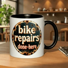 Taza de diseño vintage bike repairs ideal para mecánicos y ciclistas Taza de cerámica original resistente apta para lavavajillas regalo cumpleaños - Negro - Ver 6