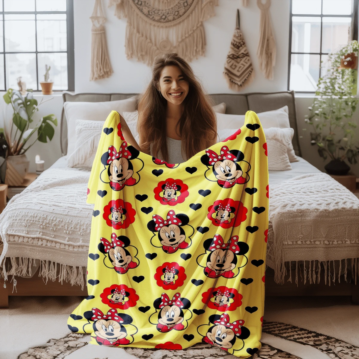 PC Colorful Mickey Mouse, Minnie, Donald Duck Multiple Layout Disney Theme All-Star Flannel Printed Blanket, Air Conditioner Cover Blanket - 100% Polyester Knitted Quilted Blanket, Digital Print - Comfortable Bedding Suitable For All Seasons, Perfect For Napping, Camping, Travel - Ideal Gift For Friends And Family, Comfortable Flannel Blanket - Multiple Sizes Available, Ultra Soft, Suitable For Sofa/Bed, Essential For All Seasons, Perfect For Daily Relaxation On The Sofa - Multicolor - View 1