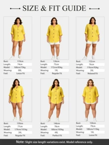 Plus Size Women's Solid Color Front Button Shirt Spring - Yellow - View 6